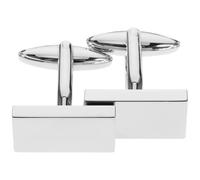 HONMEET Silver Plated Rectangle Cufflinks for Men, Brass Material with High Gloss Finish, Accessory for Formal Shirt, for Wedding and Business Occasions