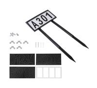 HONMEET Solar Home Number Light with LED Digits Waterproof Outdoor Solar Address Sign Ground Stake House Number Plaque Set with 5 Letters for Garden Fence