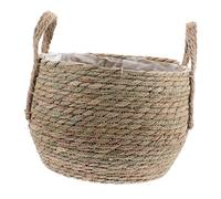 HONMEET Straw Flower Pot Seagrass Storage Baskets Woven Storage Baskets Floor Vase 24cm Liner
