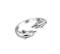 HONMEET Stylish Rings Sterling Silver Open Ring with Dolphins Design Creative Fashion and Delicate Finger Decoration for Festive and Daily Life Occasions