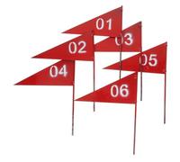 HONMEET Triangular Iron Marker Flags 6pcs Red Numbered Yard Lawn Sprinkler Flags for Gardening Early Spring Season
