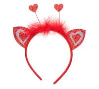 HONMEET Valentines Day Heart Headband for Women with Red Sequin Love Hearts and Soft Ear Accents, Wedding and Birthday Party Hair Accessory, Romantic Costume Hairband