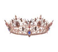 HONMEET Vintage Baroque Queen Crown for Women Lightweight Handmade Alloy Bridal Tiara Headpiece Comfortable Fit Medieval Goth Headwear for Wedding Prom Stage Performances