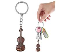 HONMEET Vintage Copper Tiny Violin Keychain Music Pendant Key Ring for Party Decor and Stylish Lightweight Handbag Accessory for Guitarists and Music Lovers