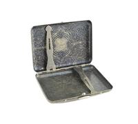 HONMEET Vintage Embossed Stainless Steel Cigarette Case Portable Storage Container with Secure Buckle Design for Men and Women Stylish Smoking Accessory