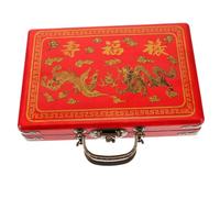 HONMEET Vintage Mahjong Box with Handle Traditional Wooden Storage Box for Mahjong Tiles Organizing Portable Design Warm Retro Style for Family Game Easy to Carry