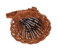 HONMEET Wicker Cornucopia Basket with Rattan Horn, Rustic Handwoven Storage Basket for Christmas Table Centerpiece and Bread Display