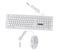 HONMEET Wired USB Gaming Keyboard Mouse Set Mechanical Suspension Luminous Kit for Gamers Home Office Stylish Non-conflict Design White