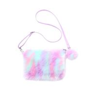 HONMEET Women Plush Cross Body Shoulder Bag with Metal Zipper | Rainbow Tie-dye Look, PU Leather Strap, for Shopping Evenings, Keys and Wallet