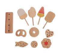 HONMEET Wooden Ice Cream Pretend Play Set for Realistic Donut Ice Lollies Kitchen Food Smooth Safe Surface Educational Color Sorting Role Play Accessories for Boys