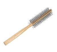 HONMEET Wooden Round Hair Brush with Nylon Bristles Small Curling Comb for Blow Drying Styling Comfortable Schima Handle Rolling Hair Brush for Women Men Home Use