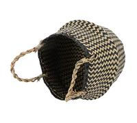 HONMEET Woven Seagrass Plant Basket with Double Handles Foldable Storage Box Small 22x20x17cm Multipurpose Linen Pot Suitable for Indoor Outdoor Gardening Random Style