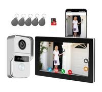 Honmidatek 2 Wire-Video Intercom System, Video Doorphone, Video Door Phone, Remote Door/Gate Unlock,RFID Access Control, 7 inch Touch Screen, Human Detection, Door exit