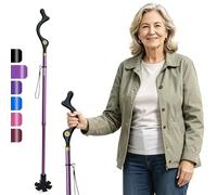Honmido Walking Cane Foldable for Men & Women Seniors for Balance,Self Standing Folding Cane,Height Adjustable Anti-Slip Lightweight Alloy Walking Stick Collapsable for Travel Mobility Aid (Purple)