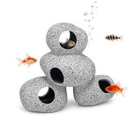 HONMINHUA Aquarium Cave Rocks Safe Fish Tank Decorations Ceramic Fish Tank Ornaments Aquarium Hideaway Rocks for Aquatic Pets to Breed Play and Rest (4)