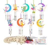 HONMOK 12 Pack Fairy Craft for Kids, Fairy Windchimes Crafts Kit for Children, DIY Princess Fairy Windchimes, Wooden Arts and Crafts for Girls Boys, Kids Christmas Gifts, Crafting Party Activities