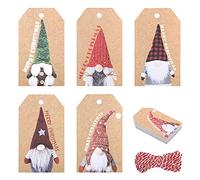 HONMOK 150 Pieces Christmas Tag Brown Kraft Paper Gift Tags Card with 98 feet Cotton Rope Small Xmas Present Labels Hanging Tags for Arts & Craft Merry Christmas Holiday Party Supplies