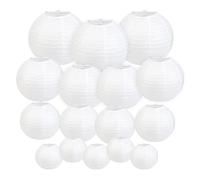 HONMOK 16 PCS Paper Lanterns White 4" 6" 8" 10" Round Paper Lanterns Decorations Indoor Outdoor Hanging Paper Lampshade Assorted Paper Lantern for Wedding Party Festival Celebration
