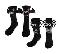 HONMOK 2 Pairs Novelty Socks - Black Bat Spiders, Christmas Gifts for Men & Women, Funny & Odd Socks for Halloween, Nightmare Before Christmas