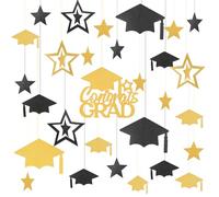 HONMOK 35pcs Graduation Hanging Decorations Graduation Hanging Pendant Graduations Tree Ornaments Pentagram Graduation Cap Decor for College Grade Middle High School Graduation Party Supplies