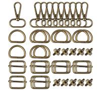 HONMOK 40 PCS Metal D Rings for Bags Swivel Snap Hooks Triglide Slider Buckle Magnetic Button Clasps Snaps for Fastener Handbag Clothes Leather Sewing Hardware DIY Craft