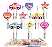 HONMOK 9 Pack Dad Crafts for Kids, Wooden Best Dad Wind Chimes Painting Kit, Birthday Gifts for Daddy from Daughter Son, Christmas Gifts for Daddy, Thank You Dad Gifts Ideas