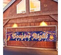 HONMOK Bonfire Night Party Decorations - Guy Fawkes Banner, Fireworks Night Bunting & Backdrop for Indoor/Outdoor Party Supplies
