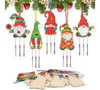 HONMOK Christmas Crafts for Kids, 10 Pack Gonks Windchimes Craft Kit for Children to Paint & Colour, Wooden Arts and Crafts for Toddlers Boys Girls Christmas Activities Gifts