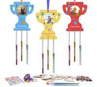 HONMOK Father's Day Crafts for Kids, 9 Pack Trophy Shaped Wind Chimes Crafts, Father's Day Art Craft for Girls Boys Age 4 5 6 7 8 9 10, Novelty Dad Presents for Daddy Grandpa