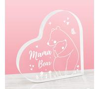 HONMOK Gifts for Mum, Mothers Day Birthday Gifts for Mummy, Mama Bear Heart Piece Acrylic Plaque, Mum Gifts Ideas from Daughter Son Kids on Christmas Mother's Day Presents