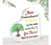 HONMOK Retirement Gifts for Teachers, Teacher Retirement Gifts from Students, Teacher Retirement Presents for Women Men, Heart Shaped Acrylic Plaque Happy Retirement Gifts for Teacher