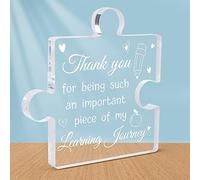 HONMOK Teacher Gift Plaque, Acrylic Puzzle Block Plaque, 10 x 10 x 1 cm, White, Contemporary Style, Tabletop, Teacher Appreciation