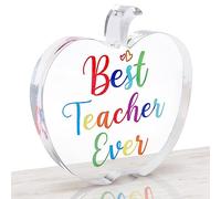 HONMOK Teacher Gifts, Thank You Gifts for Teacher, Best Teacher Ever Gifts, Apple Shaped Acrylic Plaque, Teacher Appreciation Gifts, Teacher School Leaving Gift Presents for Graduation Teacher's Day