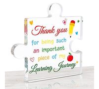 HONMOK Teacher Gifts, Thank You Gifts for Teacher Women Men, Puzzle Block Shape Colorful Acrylic Plaque, School Leavers Gifts for Teachers, Teacher Appreciation Retirement Graduation Gift from Student