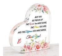 HONMOK Thank You Gifts for Women, Female Appreciation Gifts, Best Teacher Ever Gifts, Thank You Heart Piece Acrylic Plaque for Teacher Colleagues Friends Nurses Employee Coworker Retirement Presents