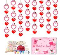 HONMOK Valentine's Day Crafts for Kids Adults, 30 Pieces Red Love Heart Jingle Bells Wooden Crafts Kit, Valentines Arts and Crafts, Bulk Crafts Valentine's Wedding Anniversary Activities