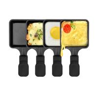HONNE - Mini Grill Coated Non-Stick Cheese Melting Accessories for Raclette Replacement / Additional Raclette Plates Mini Frying Pan, Square Shape (4 Pieces)