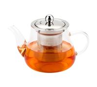 Honneeo Glass Teapot 450 ml No Drip Borosilicate Tea Pot with Infuser, Stovetop Safe Tea Kettle with 304 Stainless Still Strainer Small Teapot for Loose Leaf, Herbal, Fruit, Bubble Tea (450ml)