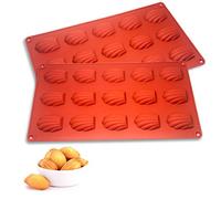 Honnesserry Silicone Madeleines Baking Tray 2 Pack for Cakes, Biscuits | 15-Cavity Non-Stick Silicone Madeleine Mould, Suitable for Temperatures from -40 °C to 233 °C, Dishwasher-Safe, BPA-Free