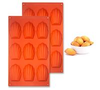 Honnesserry Silicone Madeleines Baking Tray 2 Pack for Cakes, Biscuits | 9-Cavity Non-Stick Silicone Madeleine Mould, Suitable for Temperatures from -40 °C to 230 °C, Dishwasher-Safe, BPA-Free