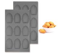 Honnesserry Silicone Madeleines Baking Tray 2 Pack for Cakes, Biscuits | 9-Cavity Non-Stick Silicone Madeleine Mould, Suitable for Temperatures from -40 °C to 232 °C, Dishwasher-Safe, BPA-Free