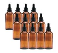 Honney Store 12 x 100 ml Amber Glass Tincture Bottles for Essential Oils Aromatherapy Blends Compact and Travel Friendly