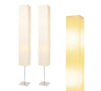 HonoDing CX00015 59 Inches Tall Living Room Paper Lamp with White Paper Shade and Chrome Base, On/Off Foot Switch - Ideal as Papers Floor Lamps for Living Room and Bedroom Decor (2-PK)