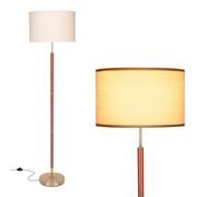 HonoDing Floor Lamp, Drum Shade Tall Lamp with Walnut Wood Finish, Great Living Room Décor, Mid-Century Floor Lamp for Living Rooms & Offices, Mid Century Modern Lamp for Bedroom (Walnut Wood)