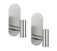 Honoflux 2 Pcs Large Self Adhesive Hooks, Stainless Steel Sticky Hook for Towel, Coat and Robe, Heavy Duty Strong Hooks Supports Over 12kg, Ideal for Bathroom, Kitchen and Wall Use