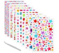 Honoflux 3500pcs Self Adhesive Gem Stickers with Tweezer, Acrylic Glitter Stones for DIY Crafting, Multicoloured Sparkling Jewels for Face & Hair Deco