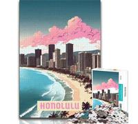 Honolulu Adult Puzzles 1000 Pieces,Help The Brain Exercise Addictive Toys to Cultivate Patience Parent-child Interaction 38x26cm