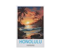 Honolulu Hawaii,Puzzle 1000 Pieces Wood Puzzle Adult Children'S Educational Toy Family Decompression Game(75x50cm)-GJ28
