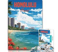 Honolulu Hawaii Puzzles for Teenagers Teens 1000pc Puzzle,Learning Educational Toy for Is Ideal As A Gift for The Whole Family 38x26cm