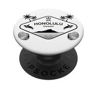 Honolulu Hawaii Sea Turtle Palms Beach Shells Souvenir PopSockets Adhesive PopGrip